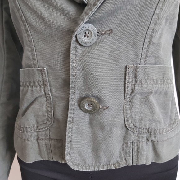 Aritzia Talula sage olive green denim jean cotton blazer style jacket - Picture 3 of 14